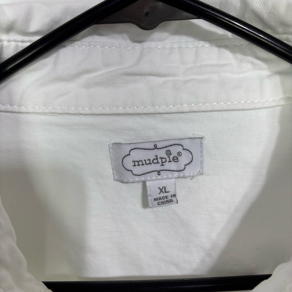 Mudpie White Cropped Boxy Women Jacket Blazer Lightweight XL Button Front - Picture 3 of 11